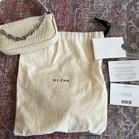 BY FAR Mini croc Rachel shoulder bag in Off-White - Picture 8 of 8